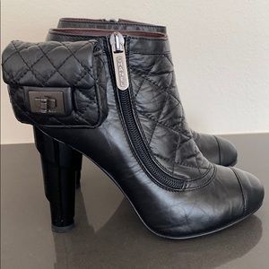 Chanel quilted leather ankle boots